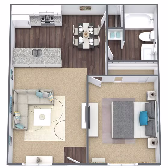 A1: 1 Bed 1 Bath 3053 3053 floor plan